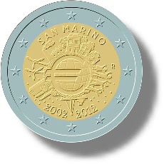 2012 San Marino Gedenkmünze - 10 Jahre EURO-Bargeld